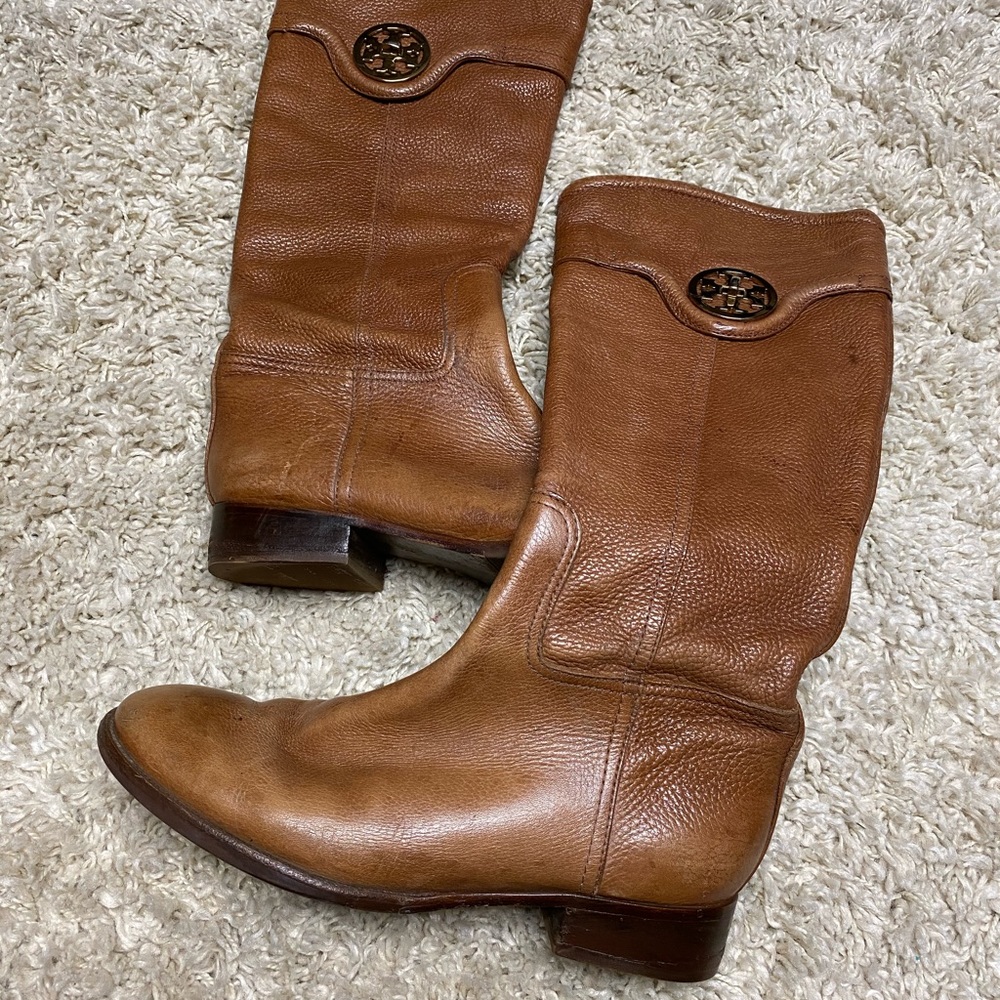FALL SALE Chestnut Brown Leather Knee High Boots